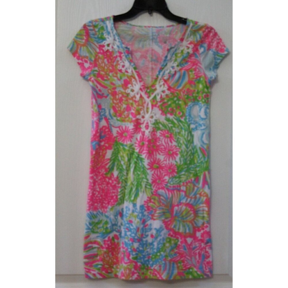 Lilly Pulitzer Brewster More Lovers Coral Dress Size XS 100% Pima Cotton